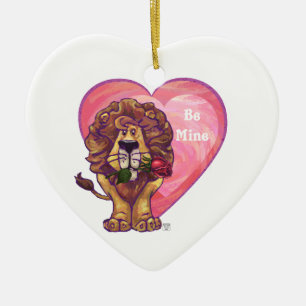 Ornement Cœur En Céramique Lion Saint Valentin