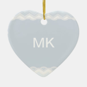 Ornement Cœur En Céramique L'océan ombrage l'aquarelle Chevron