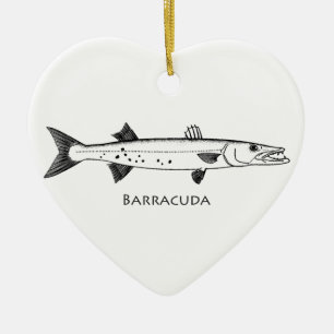 Ornement Cœur En Céramique Logo de grand barracuda