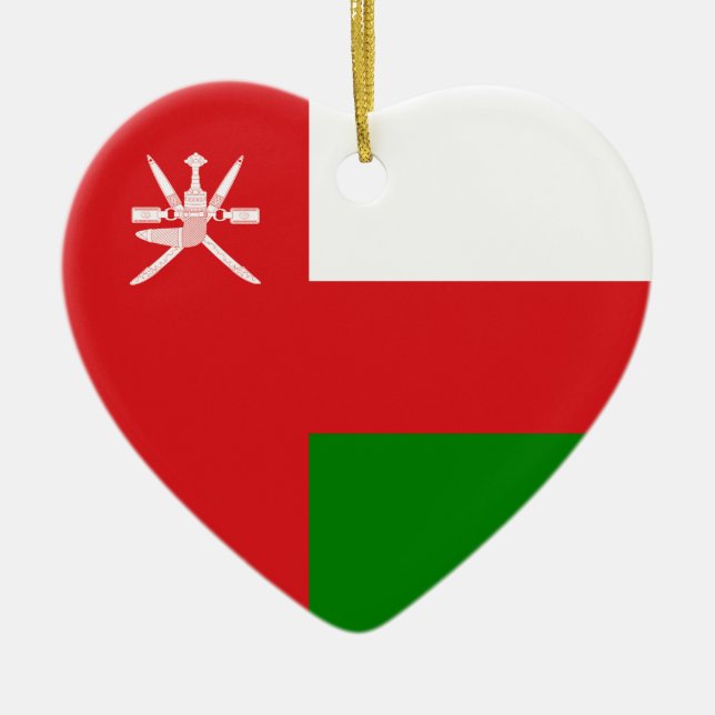 Ornement Cœur En Céramique L'Oman - drapeau omanais (Devant)