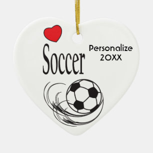 Ornement Cœur En Céramique Love Red Heart Soccer Ball