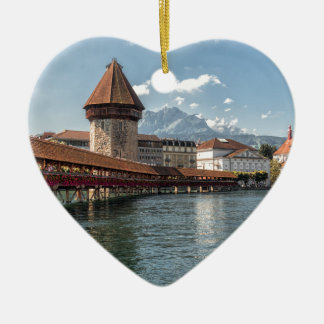 Ornement Cœur En Céramique Luzerne de pont de chapelle, Suisse