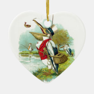 ORNEMENT CŒUR EN CÉRAMIQUE M. PELICAN FISHING HEART