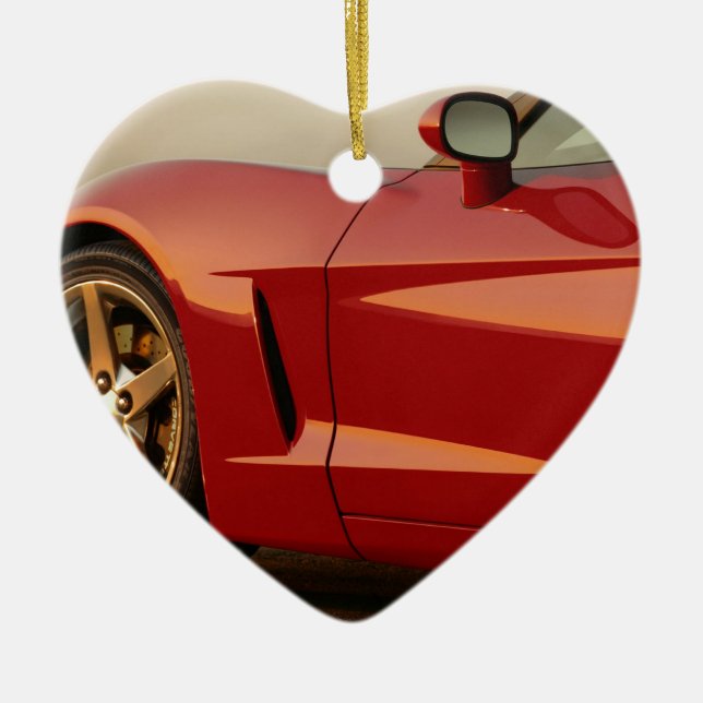 Ornement Cœur En Céramique Ma Corvette rouge (Devant)