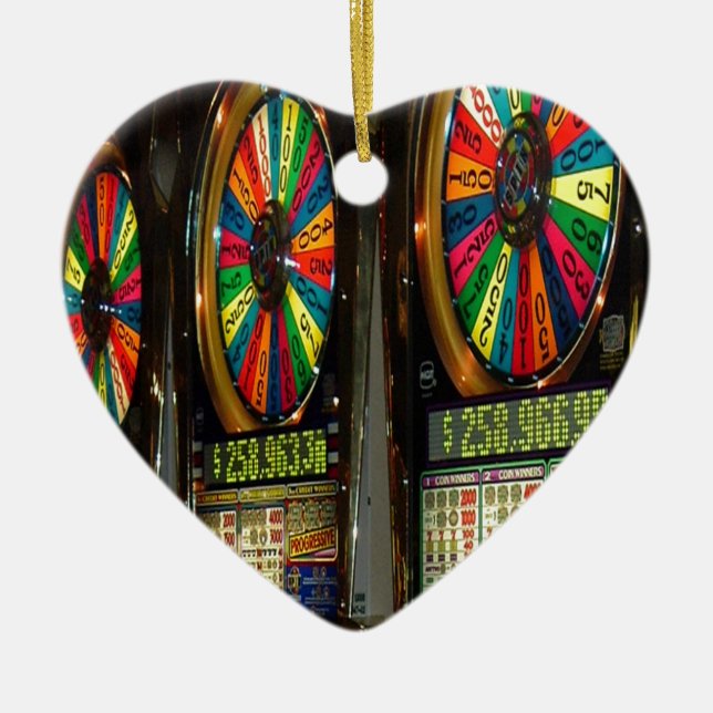 Ornement Cœur En Céramique Machines à sous de Las Vegas (Devant)