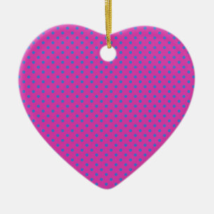 Ornement Cœur En Céramique Magenta, Pois bleus