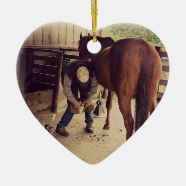 Ornement Cœur En Céramique Maréchal-ferrant - bel équilibre de sabot de photo (Devant)