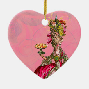 Ornement Cœur En Céramique Marie Antoinette & Peacock Les Laissent Manger Du 