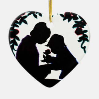 Ornement Cœur En Céramique Mère et fils
