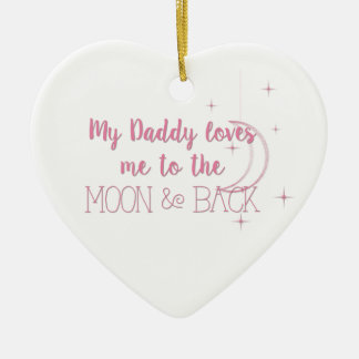 Ornement Cœur En Céramique Mon papa m'aime à la lune et au dos