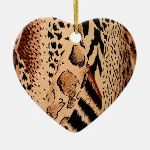 Ornement Cœur En Céramique Motif Cheetah