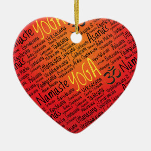 Ornement Cœur En Céramique Motif de symbole de l'OM de l'amant d'un rouge