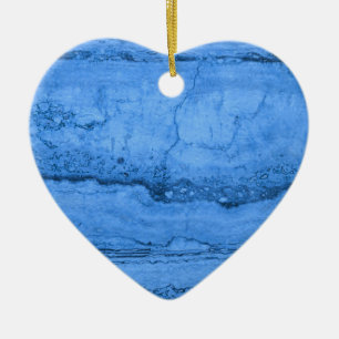 Ornement Cœur En Céramique Motif en granit bleu, marbre bleu, pierre bleue