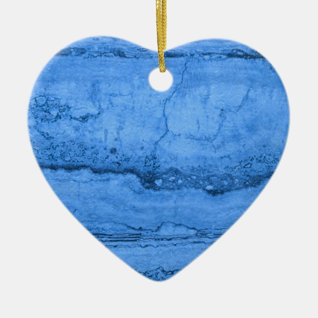 Ornement Cœur En Céramique Motif en granit bleu, marbre bleu, pierre bleue (Devant)