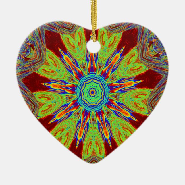 Ornement Cœur En Céramique Motif ethnique d'Asie africaine (Devant)