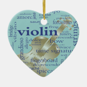 Ornement Cœur En Céramique Mots de violon