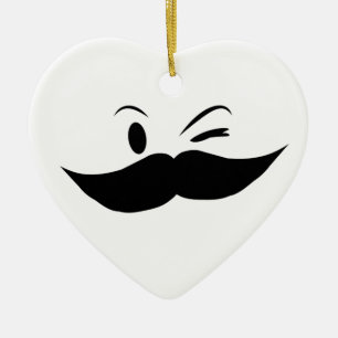 Ornement Cœur En Céramique Moustache Kinky