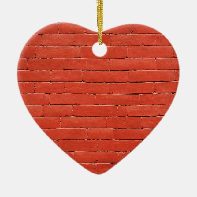 Ornement Cœur En Céramique Mur rouge orange (Devant)
