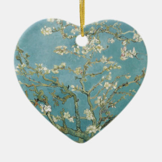 Ornement Cœur En Céramique Nature de fleurs d'amande de branches de Gogh de