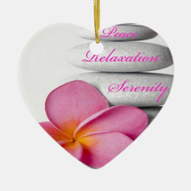 Ornement Cœur En Céramique Nature de spa de zen (Devant)