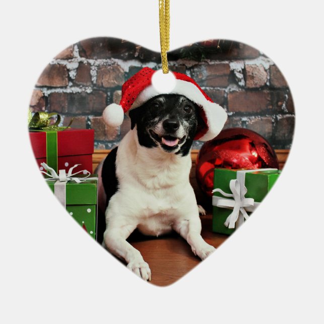 Ornement Cœur En Céramique Noël - Rat terrier - Sparky (Devant)