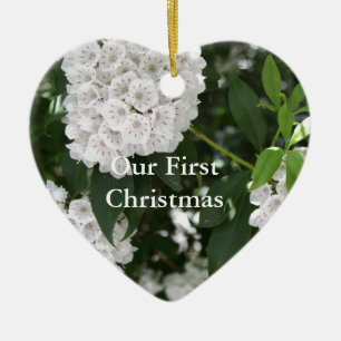 Ornement Cœur En Céramique Nos ?ères fleurs de laurier de montagne de Noël
