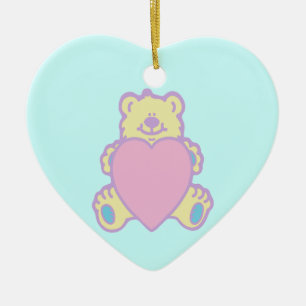 Ornement Cœur En Céramique Nounours en peluche cœur d'amour