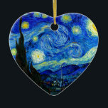 Ornement Cœur En Céramique Nuit étoilée par Van Gogh<br><div class="desc">Vincent van Gogh - nuit étoilée peinte à St Remy,  copie de beaux-arts de la France en 1889. Cette image a été numériquement augmentée pour reconstituer les couleurs audacieuses et lumineuses originales - un cadeau parfait pour n'importe quel amant d'art !</div>