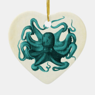 Ornement Cœur En Céramique Octopus vintage