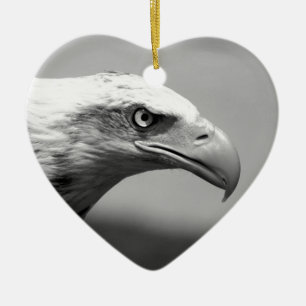 Ornement Cœur En Céramique Oeil d'aigle noir et blanc