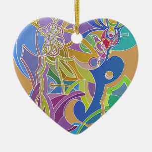 Ornement Cœur En Céramique Oeuvre Whimsical