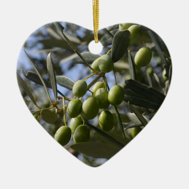 Ornement Cœur En Céramique Oliviers (Devant)