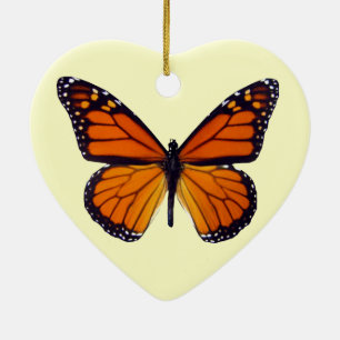 Ornement Cœur En Céramique Orange Butterfly Heart Ornament