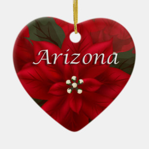 Ornement Cœur En Céramique Orgueil de l'Arizona Red Poinsettia