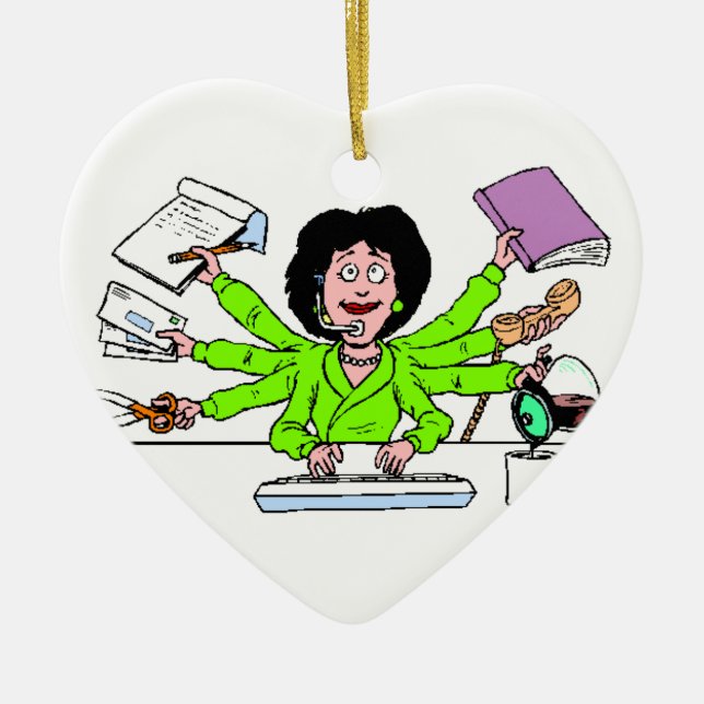 Ornement Cœur En Céramique ornement, meilleur, secrétaire, Noël (Devant)