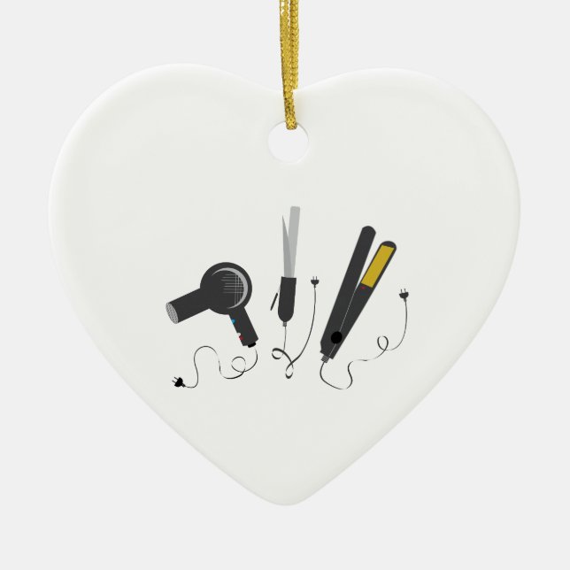Ornement Cœur En Céramique Outils de coiffeur (Devant)