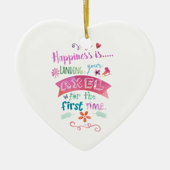 Ornement Cœur En Céramique Patin fait sur commande de bonheur d'objets à (Devant)