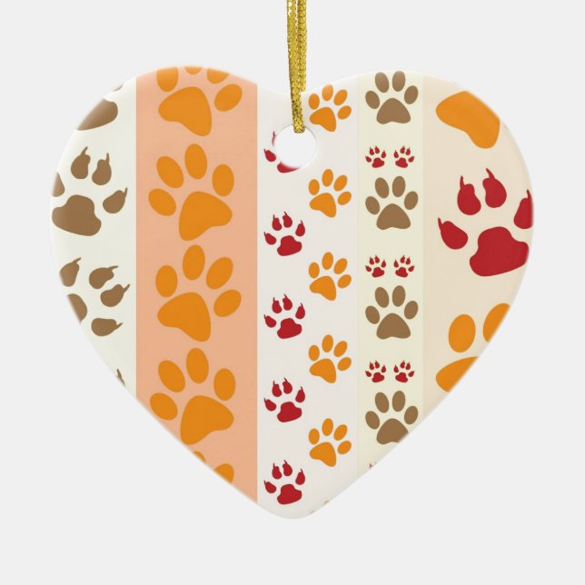Ornement Cœur En Céramique Paw Prints cute Dog Lovers (Devant)
