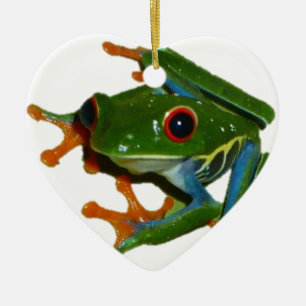 Ornement Cœur En Céramique Personnalisez la grenouille observée par rouge du