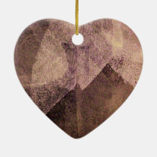 Ornement Cœur En Céramique Pink brown abstract painting brush stroke art