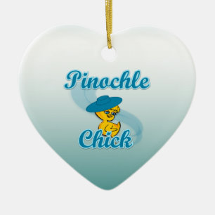 Ornement Cœur En Céramique Pinochle Chick