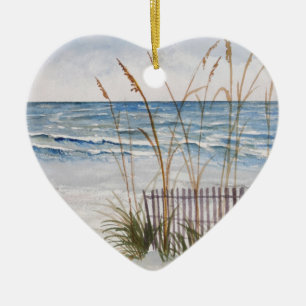 Ornement Cœur En Céramique Plage d'île d'Anna Maria