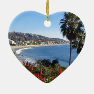 Ornement Cœur En Céramique plage la Californie de Laguna