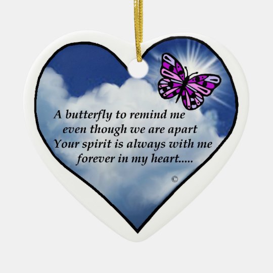 Ornement Cœur En Ceramique Poeme Commemoratif De Papillon Zazzle Fr