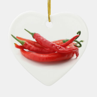 Ornement Cœur En Céramique poivrons de piment