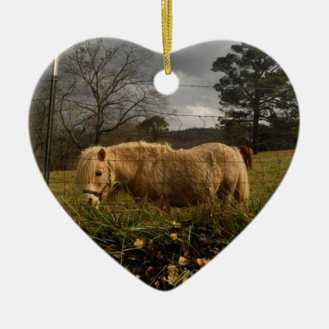 Ornement Cœur En Céramique Poney miniature blond / Cheval (Devant)