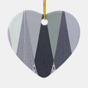 Ornement Cœur En Céramique Pots Chevron Gris Cendré Imprimer