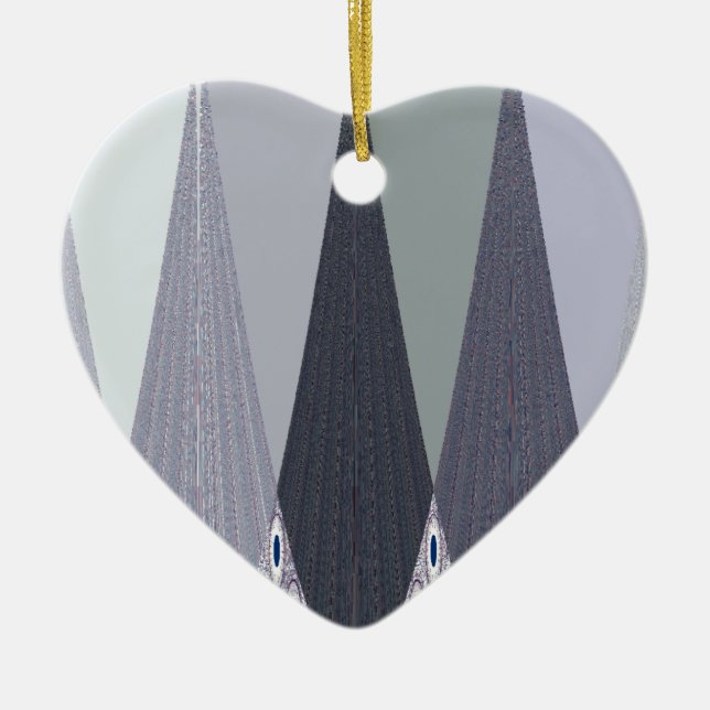 Ornement Cœur En Céramique Pots Chevron Gris Cendré Imprimer (Devant)