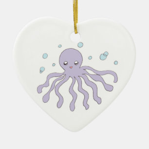 Ornement Cœur En Céramique Poulpe pourpre mignon