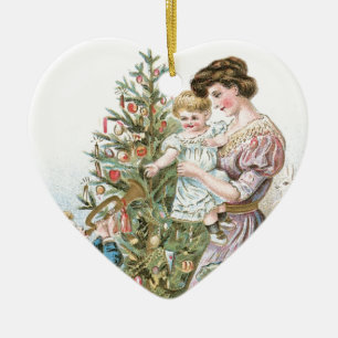 Ornement Cœur En Céramique Premier Noël du bébé